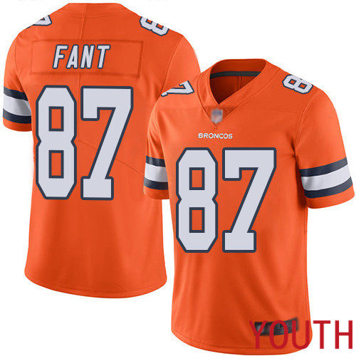 Youth Denver Broncos #87 Noah Fant Limited Orange Rush Vapor Untouchable Football NFL Jersey->youth nfl jersey->Youth Jersey